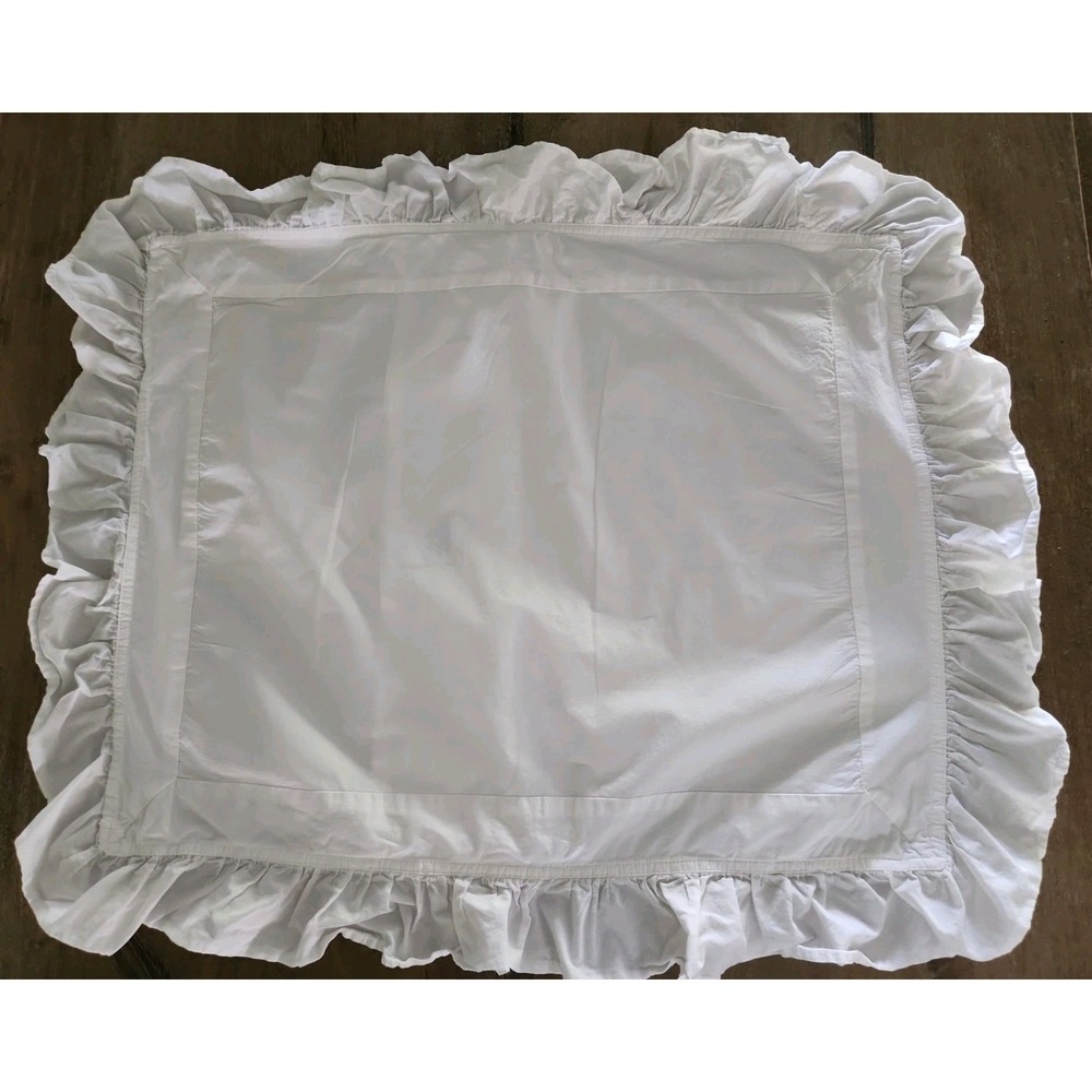 SIMPLY SHABBY CHIC White  Ruffled Cotton Pillow Standard  Sham VERY GOOD COND